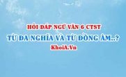 Từ đa nghĩa và từ đồng âm là gì? ví dụ từ đa nghĩa và từ đồng âm? Ngữ văn lớp 6 CTST